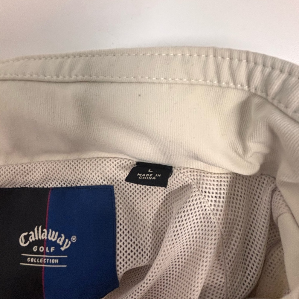 Vintage Callaway Men's Light Beige Golf High Collar Windbreaker hidden hood - Picture 6 of 10